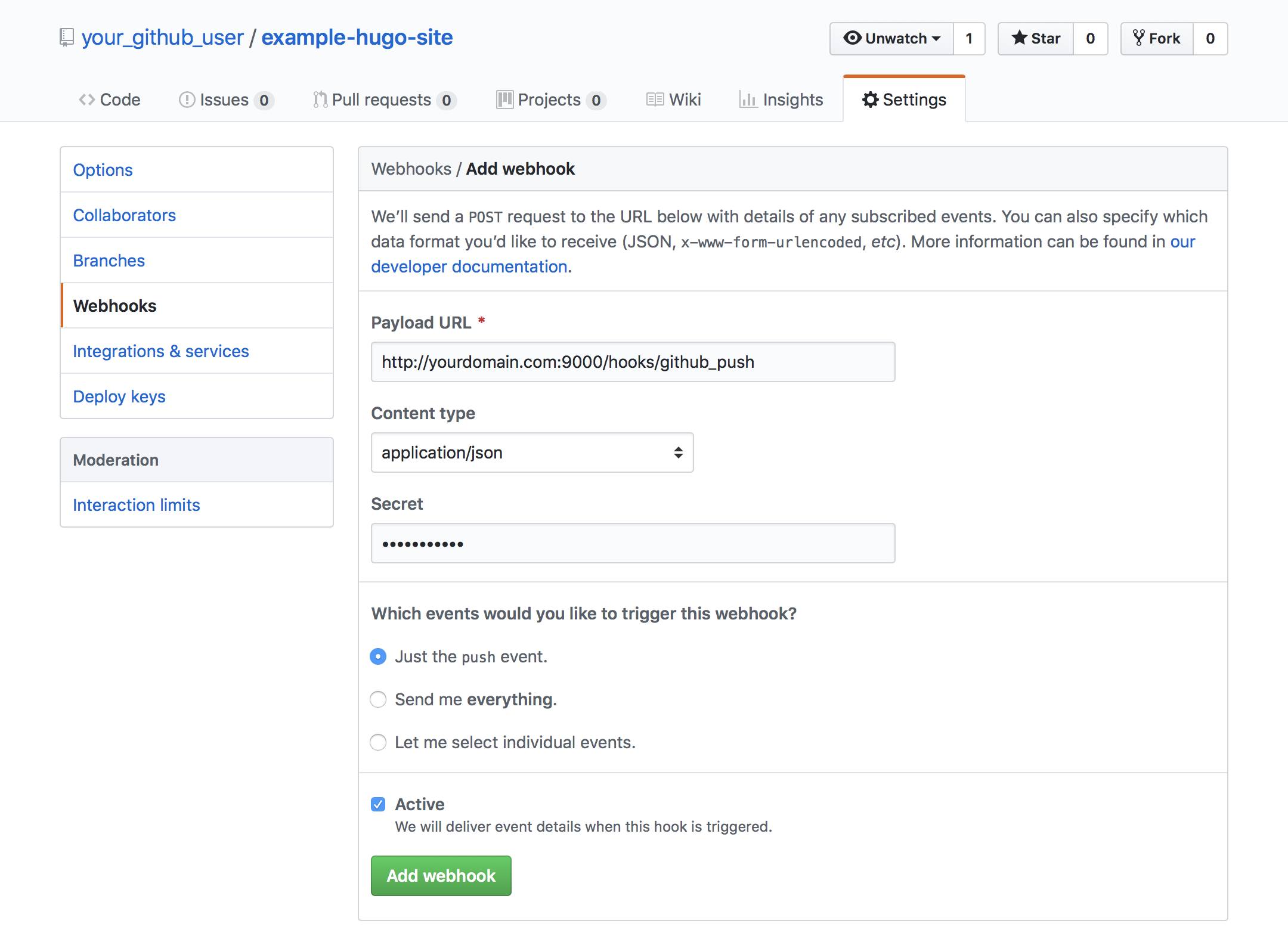 GitHub - New Webhook Configuration GitHub - New Webhook Configuration