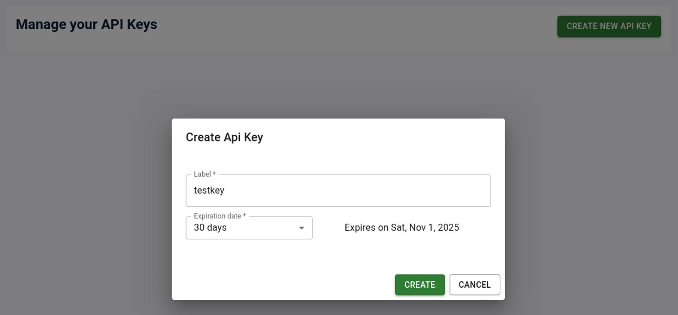 zot API key creation zot API key creation