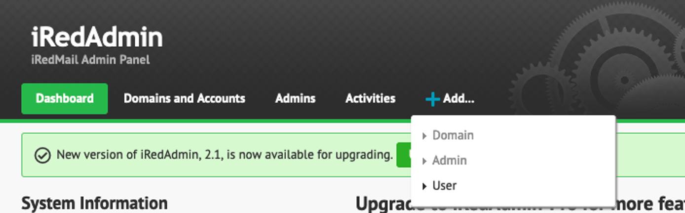 iRedMail Add User iRedMail Add User