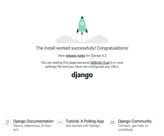 View your Django sites test page.