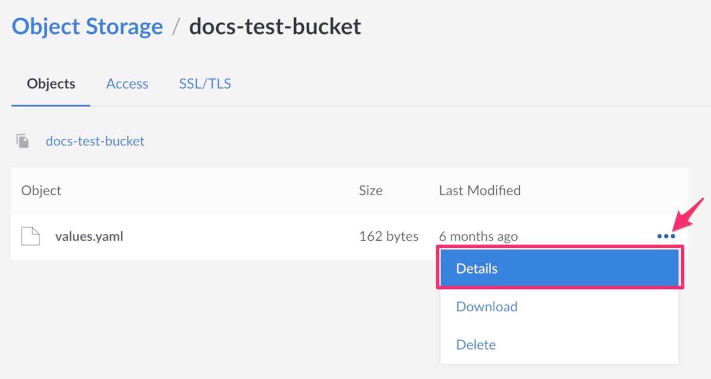 Object Storage Object Detail Menu Object Storage Object Detail Menu